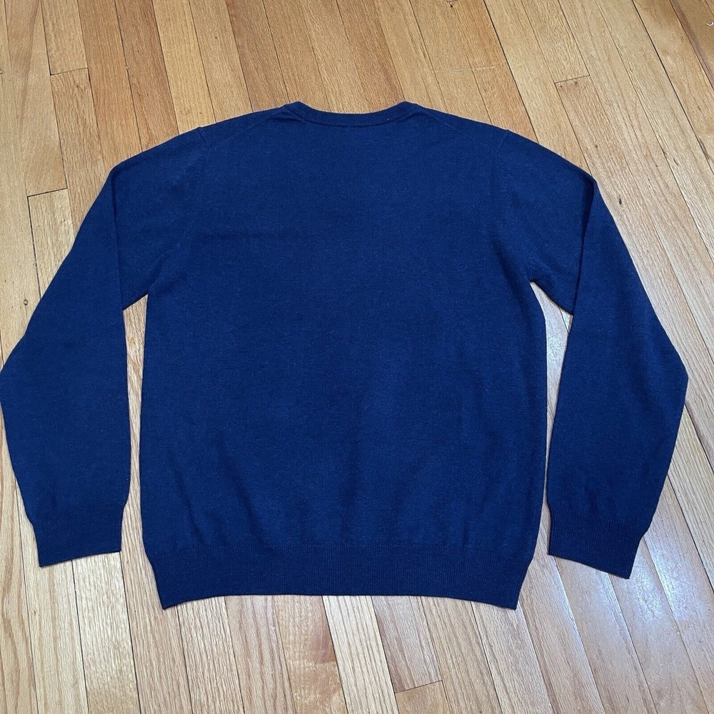 Aran Sweater Market Mens V Neck Lambswool Pullover Sweater Size XL Navy Blue EUC - Picture 9 of 9